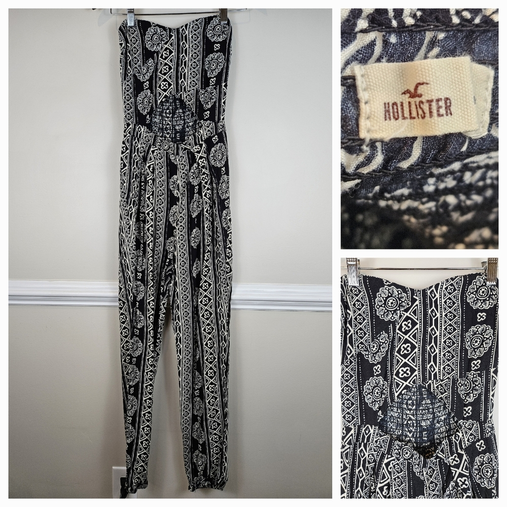 Hollister Geometric Cut Out Strapless Jumpsuit Size XS A1403